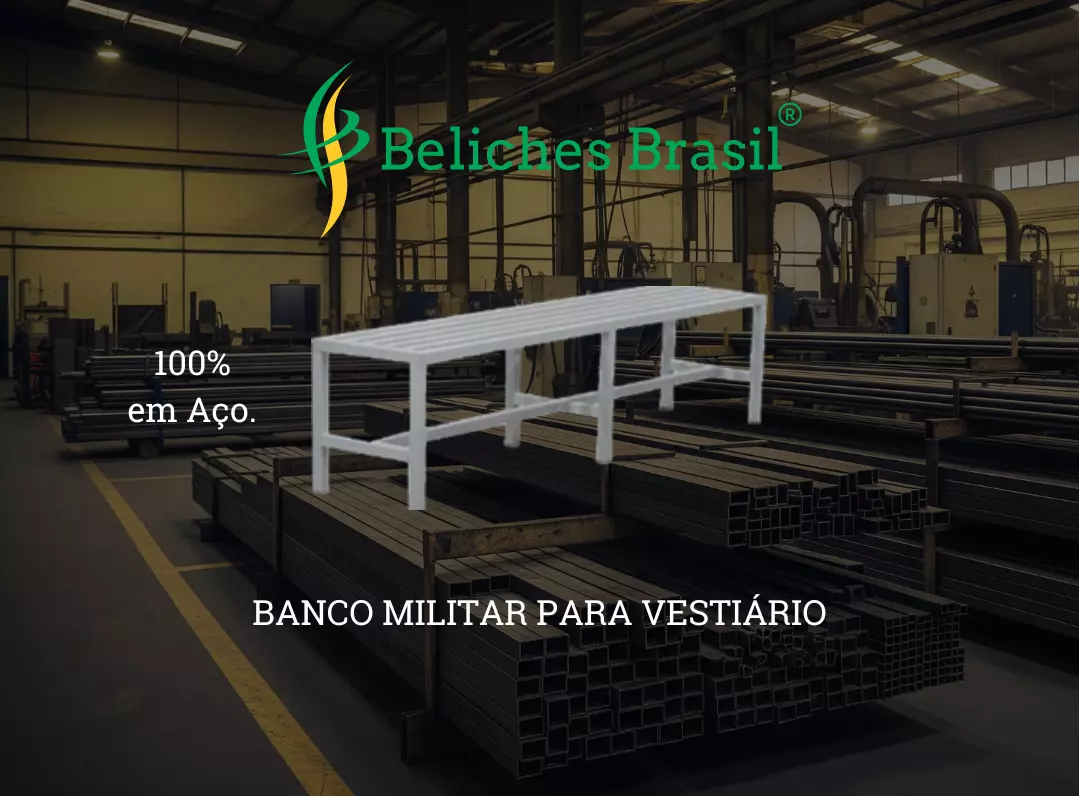 Banco Militar 100% Aço P/Alojamento/Vestiários Beliches Brasil®